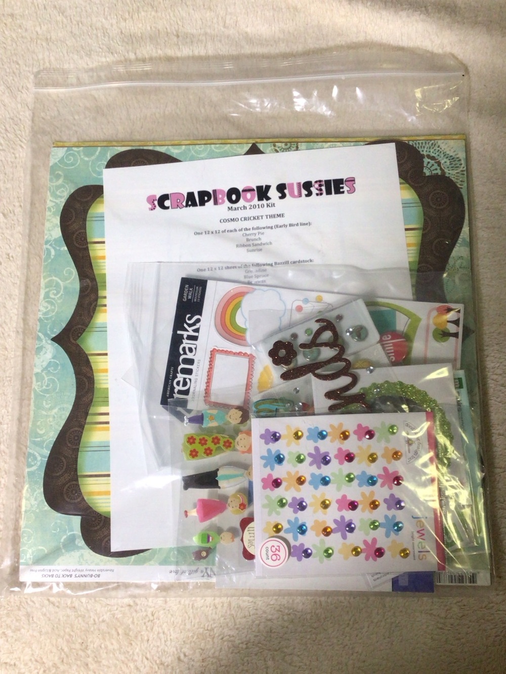 Scrapbook Craft Kit with Multicolor Embellishments